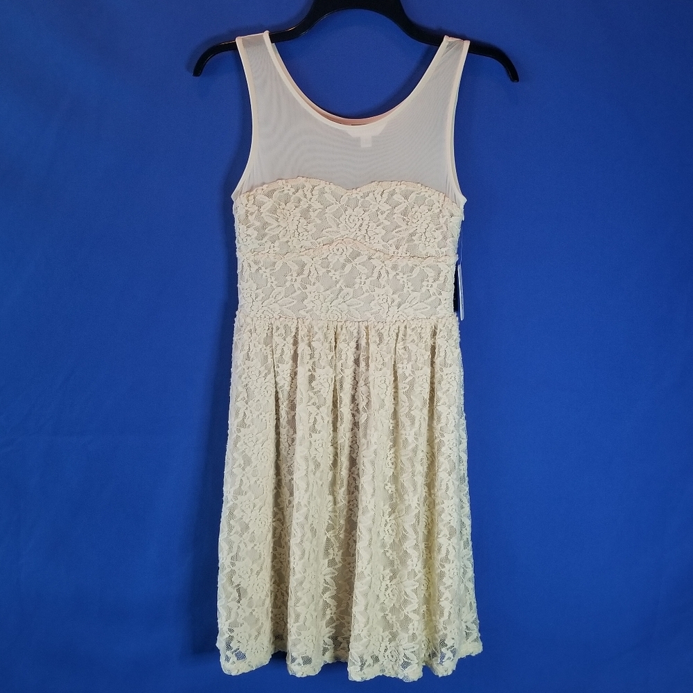 Charming Charlie Fit And Flare Cocktail Dress Sleeveless Classic Round Neckline